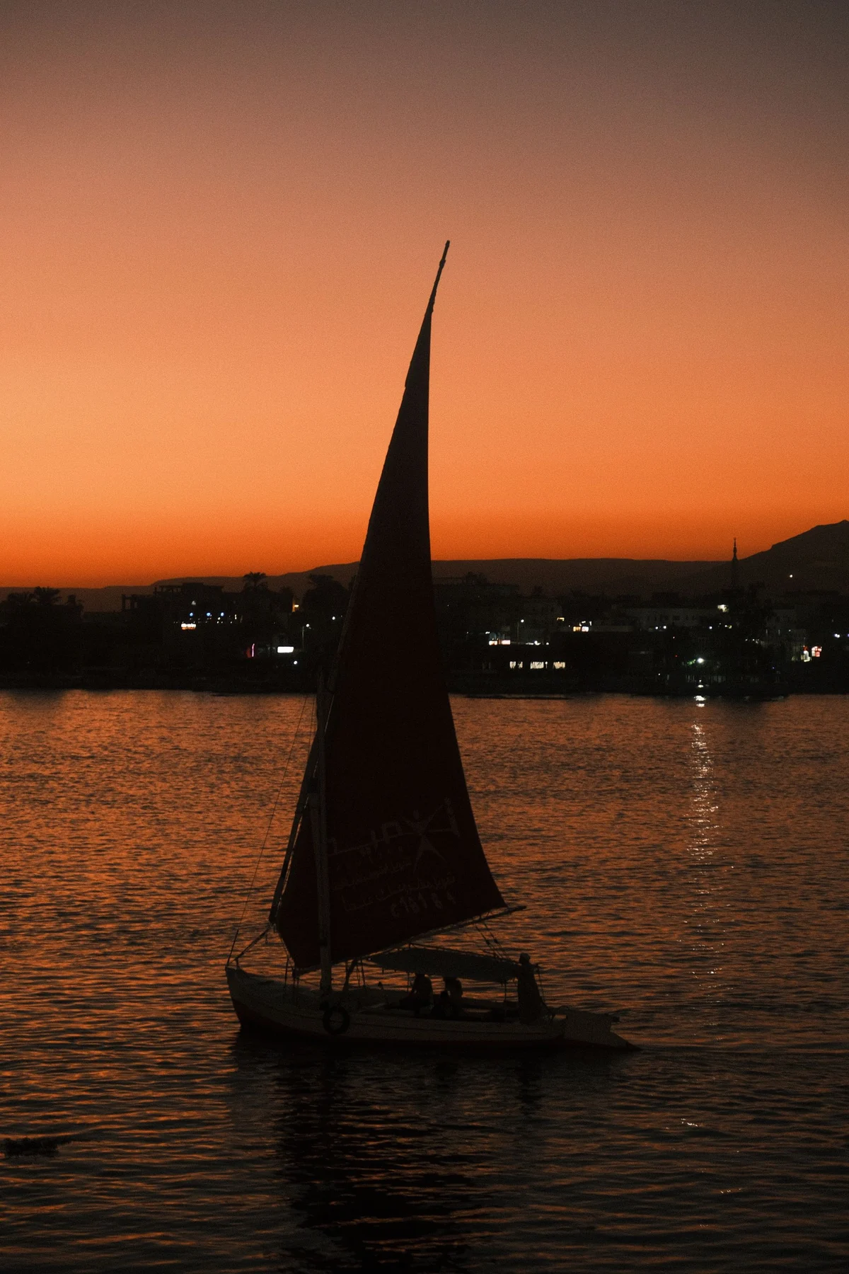A felucca crossing the Nile at sunset on the final morning in Luxor