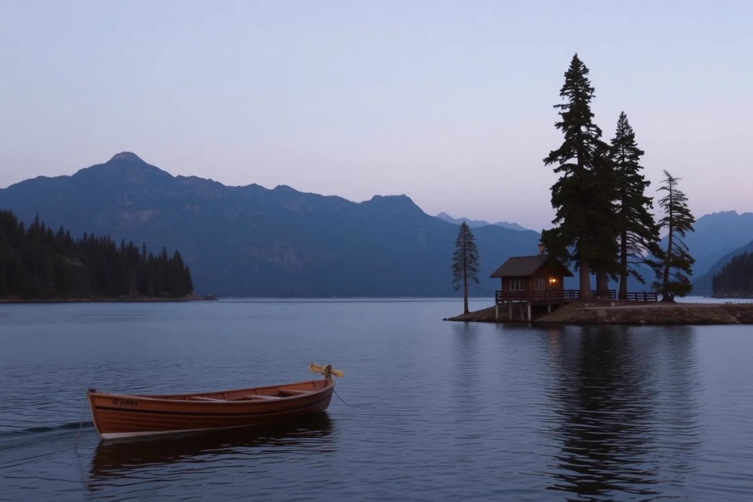 Dusk on Nahuel Huapi, a private boat crossing to the timber boathouse